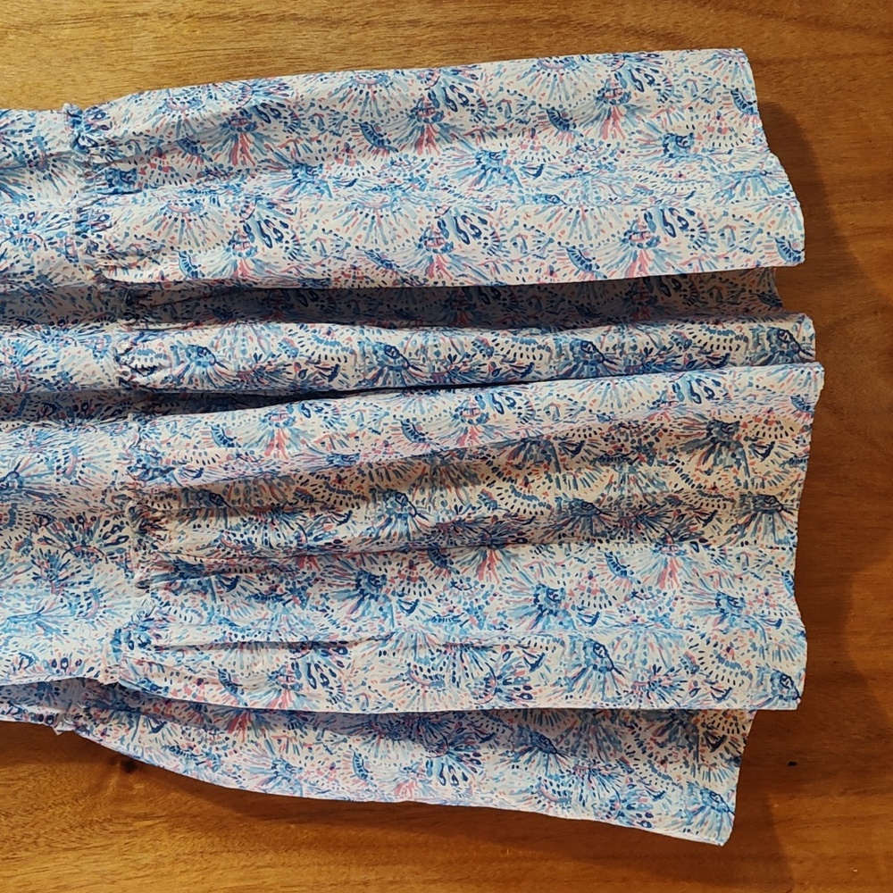 NWOT Simply Southern Drop Waist Dress Confetti Pink Blue Flutter Sleeve Cotton L - Picture 4 of 9